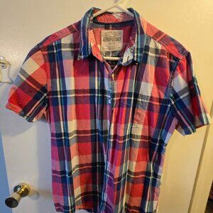 Aeropostale men's short-sleeve button-up plaid shirt  Men's Medium